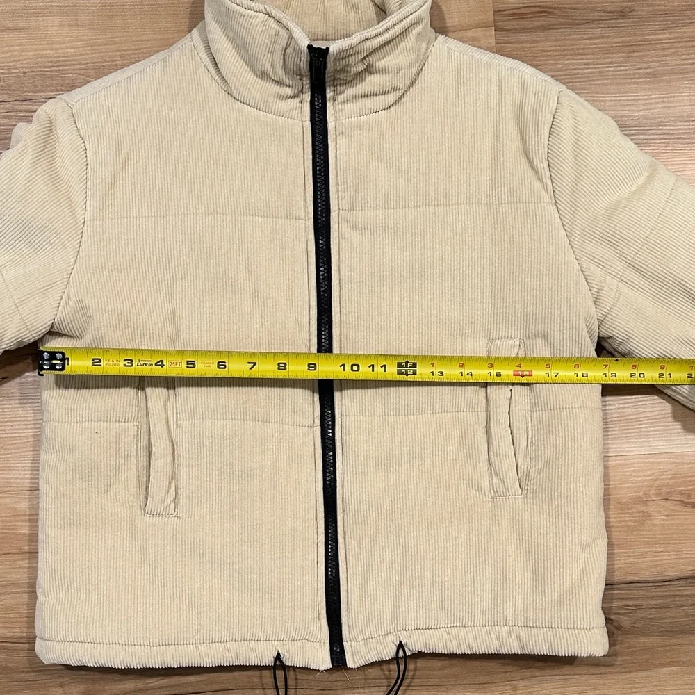 Like New Cream Corduroy Jacket with Black Zipper - Picture 3 of 6